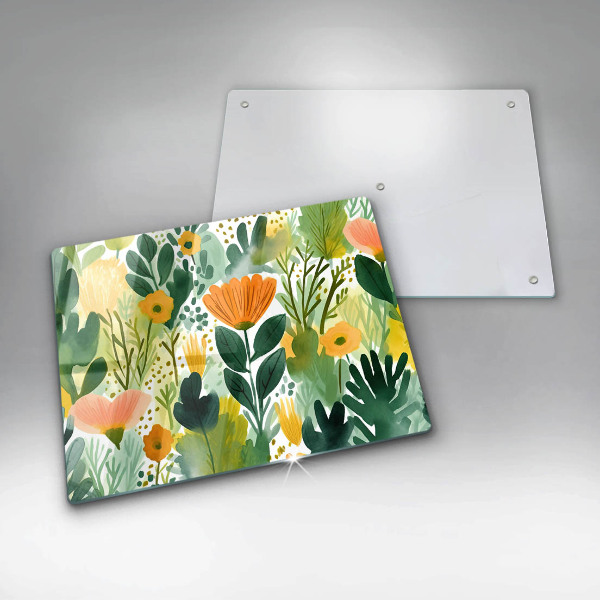 Protection plaque induction Fleurs peintes