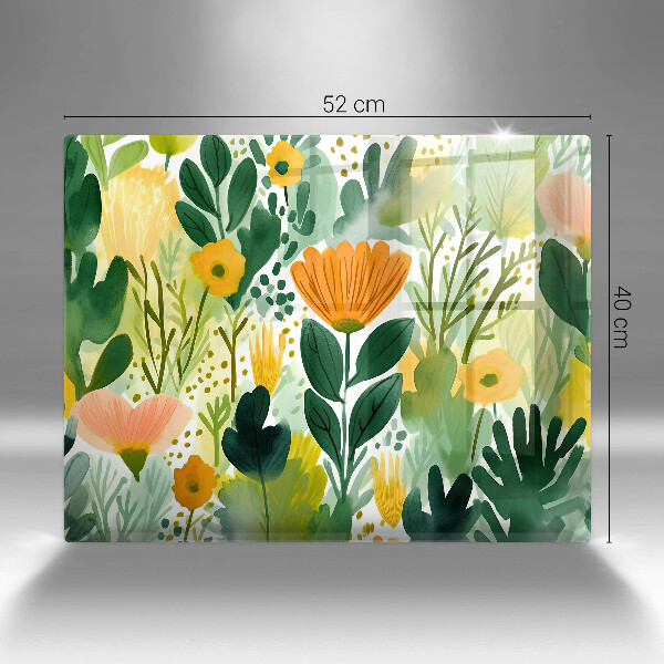 Protection plaque induction Fleurs peintes