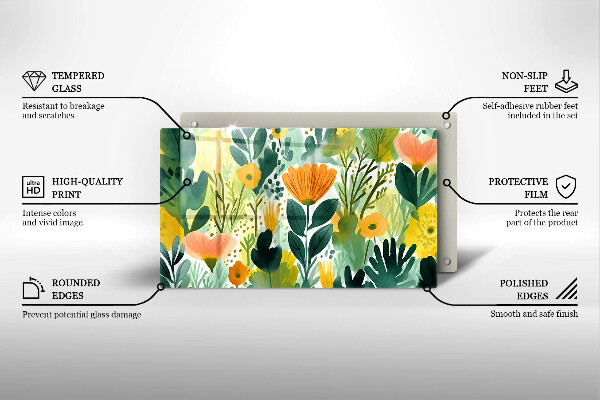 Protection plaque induction Fleurs peintes