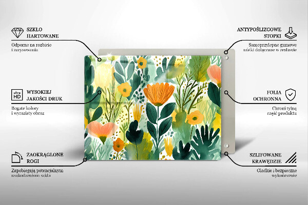 Protection plaque induction Fleurs peintes