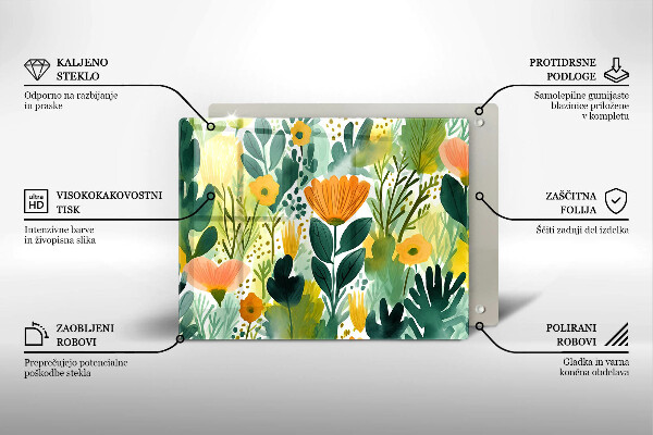 Protection plaque induction Fleurs peintes