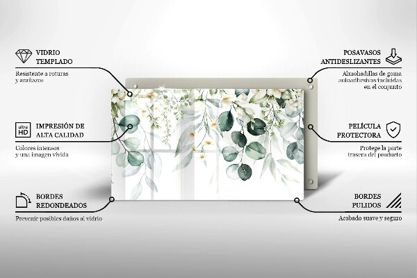 Protection plaque induction Plantes aquarelles