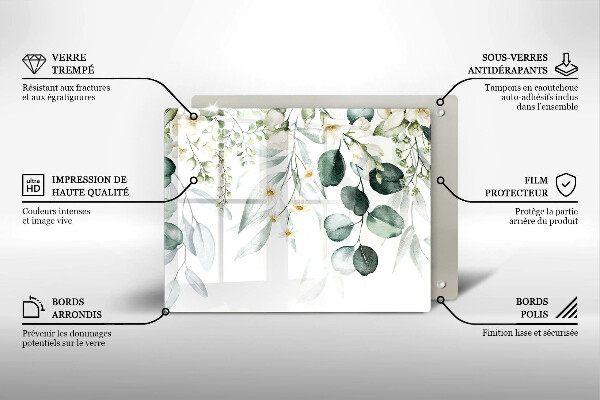 Protection plaque induction Plantes aquarelles