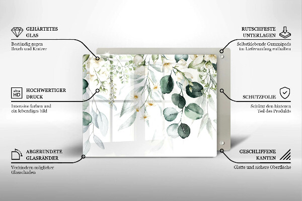 Protection plaque induction Plantes aquarelles