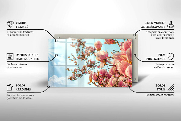 Protection plaque induction Arbre à fleurs roses