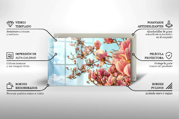 Protection plaque induction Arbre à fleurs roses