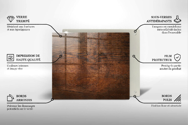 Protection plaque induction Planche de bois foncé