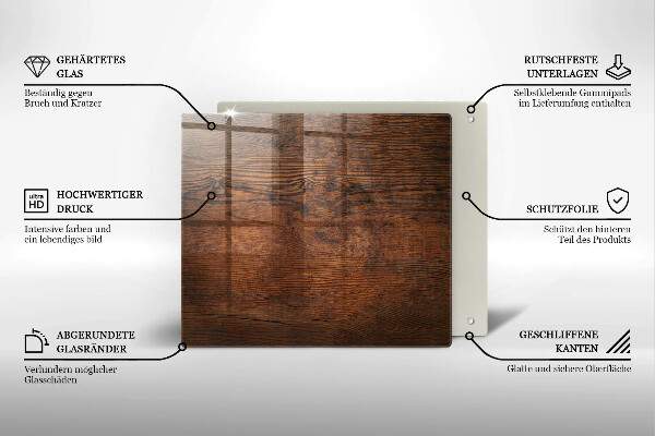 Protection plaque induction Planche de bois foncé