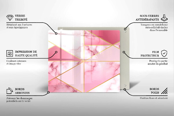 Protection plaque induction Marbre géométrique