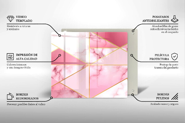 Protection plaque induction Marbre géométrique