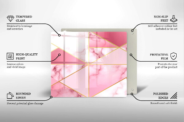 Protection plaque induction Marbre géométrique