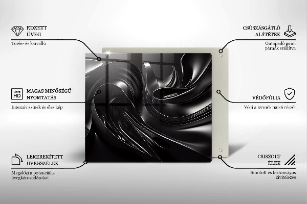 Protège plaque de cuisson Messe noire abstraite