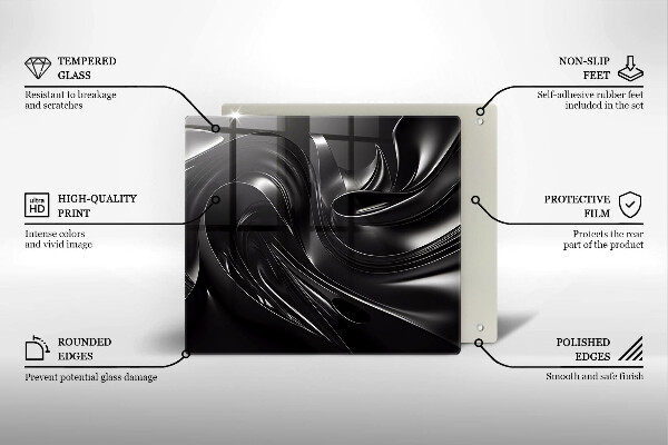 Protège plaque de cuisson Messe noire abstraite