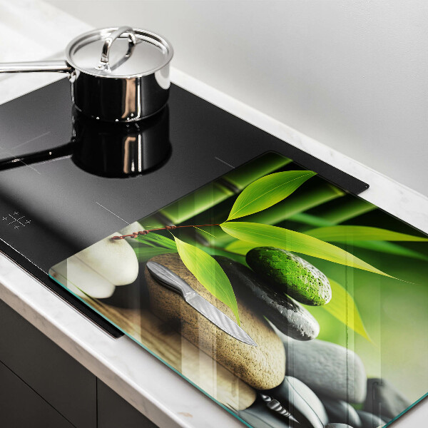 Protège plaque de cuisson Pierres de bambou zen