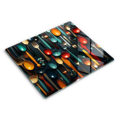 Protège plaque de cuisson Cuillères et fourchettes colorées
