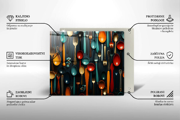 Protège plaque de cuisson Cuillères et fourchettes colorées