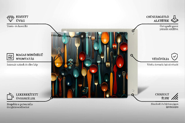 Protège plaque de cuisson Cuillères et fourchettes colorées