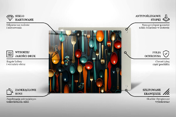 Protège plaque de cuisson Cuillères et fourchettes colorées