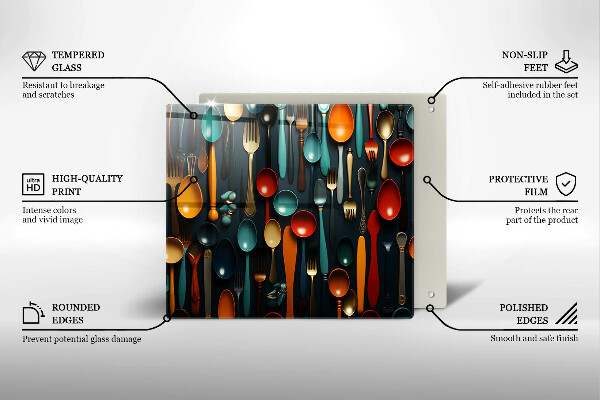 Protège plaque de cuisson Cuillères et fourchettes colorées