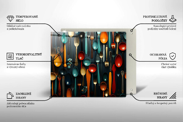 Protège plaque de cuisson Cuillères et fourchettes colorées