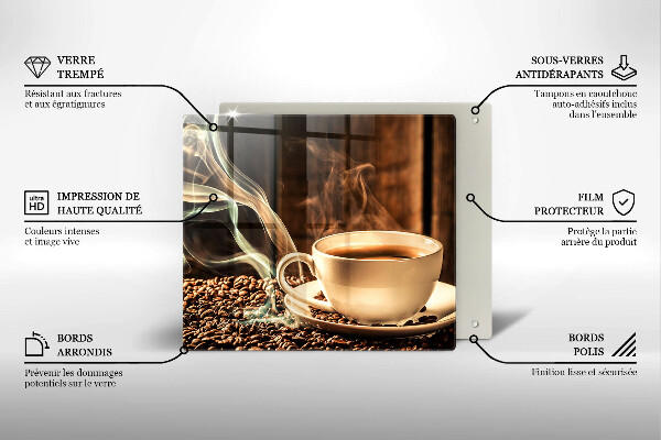 Protège plaque de cuisson Tasse et grains de café