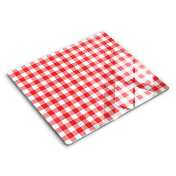 Protège plaque de cuisson Motif à carreaux rouge et blanc