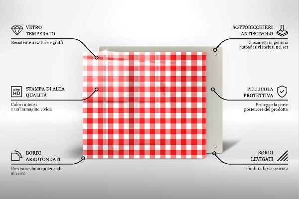 Protège plaque de cuisson Motif à carreaux rouge et blanc