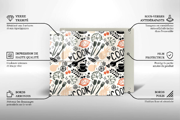 Protège plaque de cuisson Motif de cuisine de dessin animé