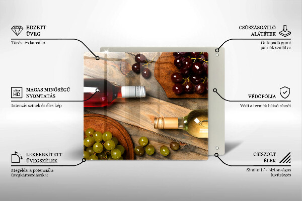 Protège plaque de cuisson Bouteilles de vin et raisins