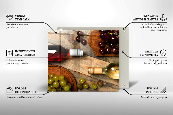 Protège plaque de cuisson Bouteilles de vin et raisins