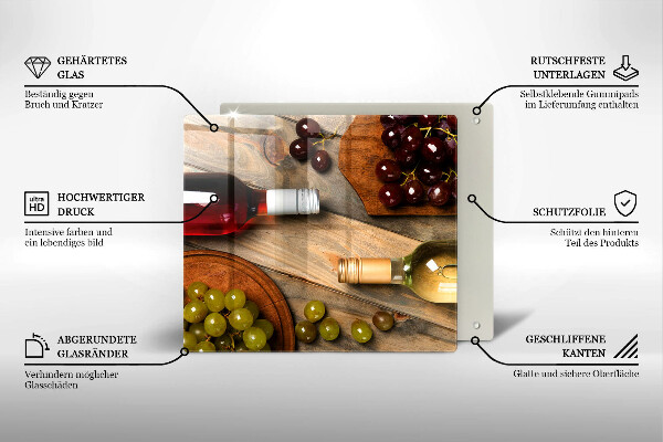 Protège plaque de cuisson Bouteilles de vin et raisins