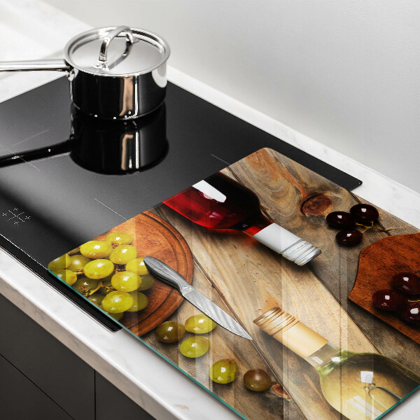 Protège plaque de cuisson Bouteilles de vin et raisins