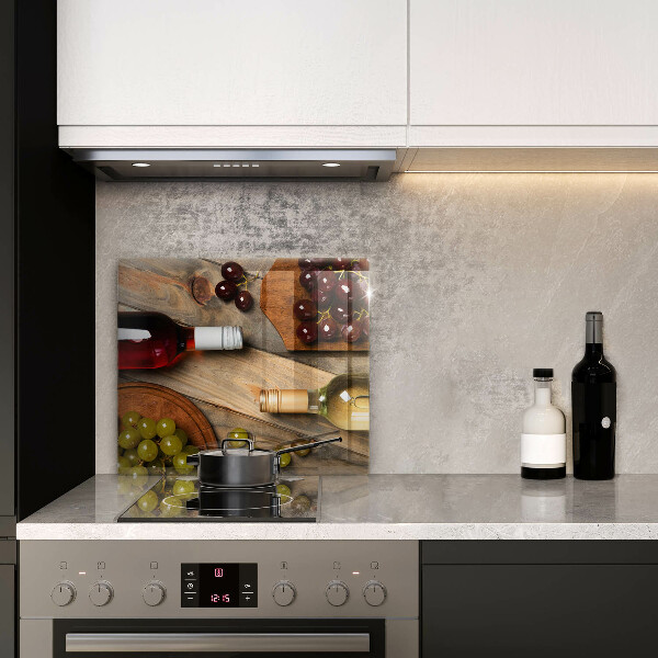 Protège plaque de cuisson Bouteilles de vin et raisins