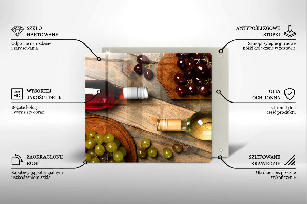 Protège plaque de cuisson Bouteilles de vin et raisins