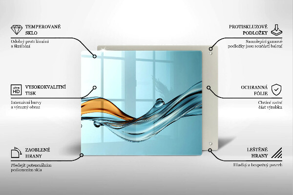 Protège plaque de cuisson Eau sur fond bleu