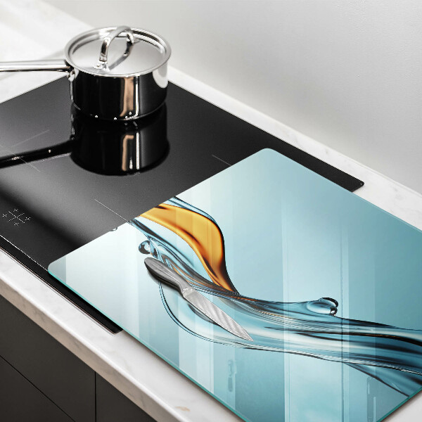 Protège plaque de cuisson Eau sur fond bleu
