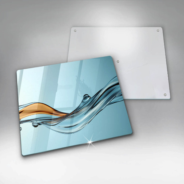 Protège plaque de cuisson Eau sur fond bleu