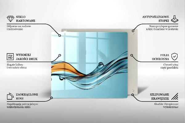 Protège plaque de cuisson Eau sur fond bleu