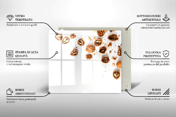 Protège plaque de cuisson Noix sur fond blanc