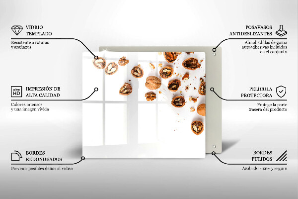 Protège plaque de cuisson Noix sur fond blanc