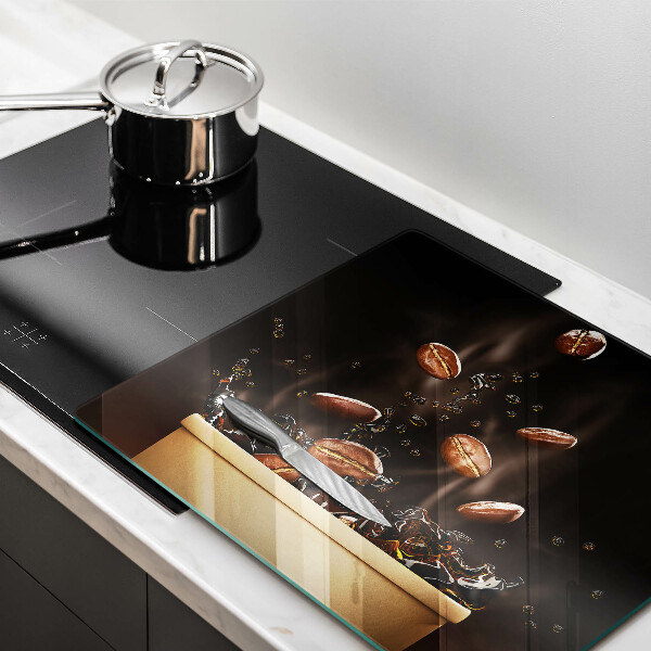 Protège plaque de cuisson Grains de café chauds