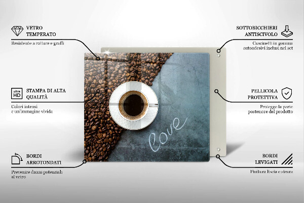 Protège plaque de cuisson Grains de café et tasse