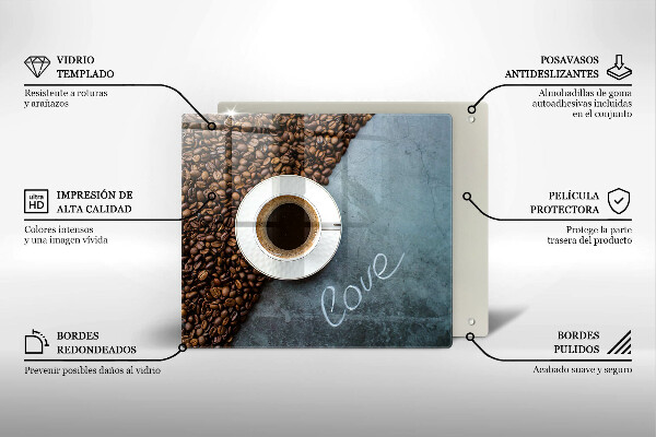 Protège plaque de cuisson Grains de café et tasse