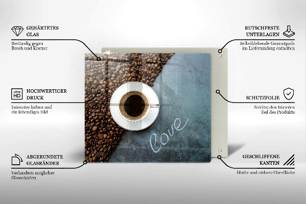 Protège plaque de cuisson Grains de café et tasse