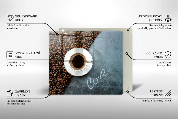 Protège plaque de cuisson Grains de café et tasse