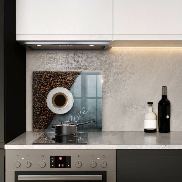 Protège plaque de cuisson Grains de café et tasse