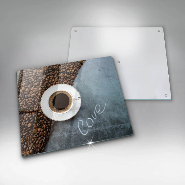Protège plaque de cuisson Grains de café et tasse