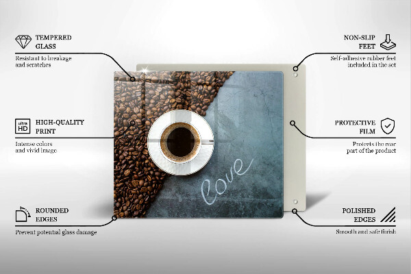 Protège plaque de cuisson Grains de café et tasse