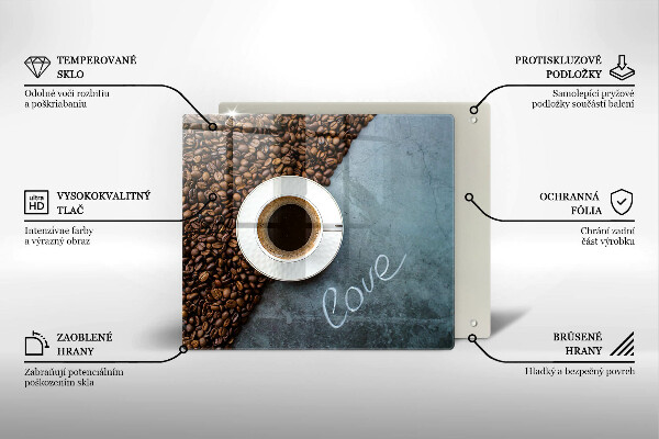 Protège plaque de cuisson Grains de café et tasse