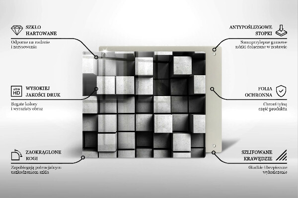 Protection plaque induction Carrés 3D abstraits